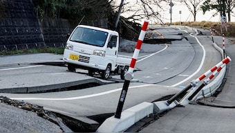 A damaged road after an earthquake, in Wajima, Ishikawa Prefecture, Japan. Reuters/File Photo
