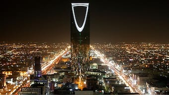 The Kingdom Tower stands in the night above the Saudi capital Riyadh. Reuters/File Photo
