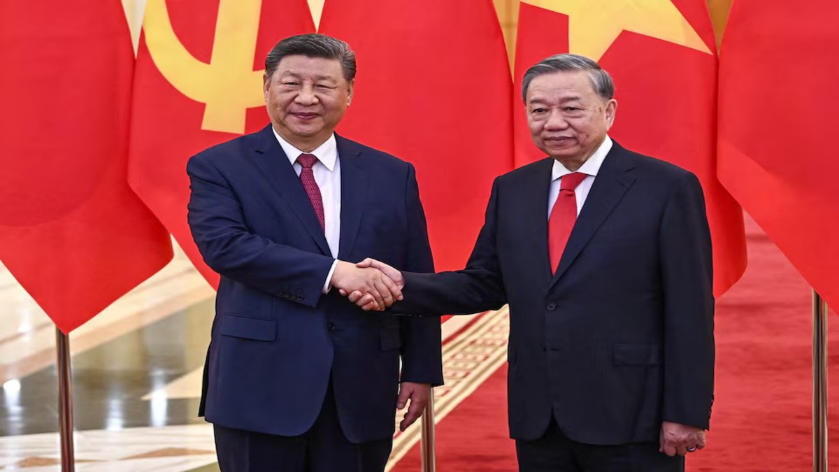 Vietnam's communist party general secretary To Lam (R) shakes hands with Chinese President Xi Jinping (L) during a meeting at the office of the Party Central Committee in Hanoi on April 14, 2025. Image: REUTERS  Vietnam's communist party general secretary To Lam (R) shakes hands with Chinese President Xi Jinping (L) during a meeting at the office of the Party Central Committee in Hanoi on April 14, 2025. Image: REUTERS