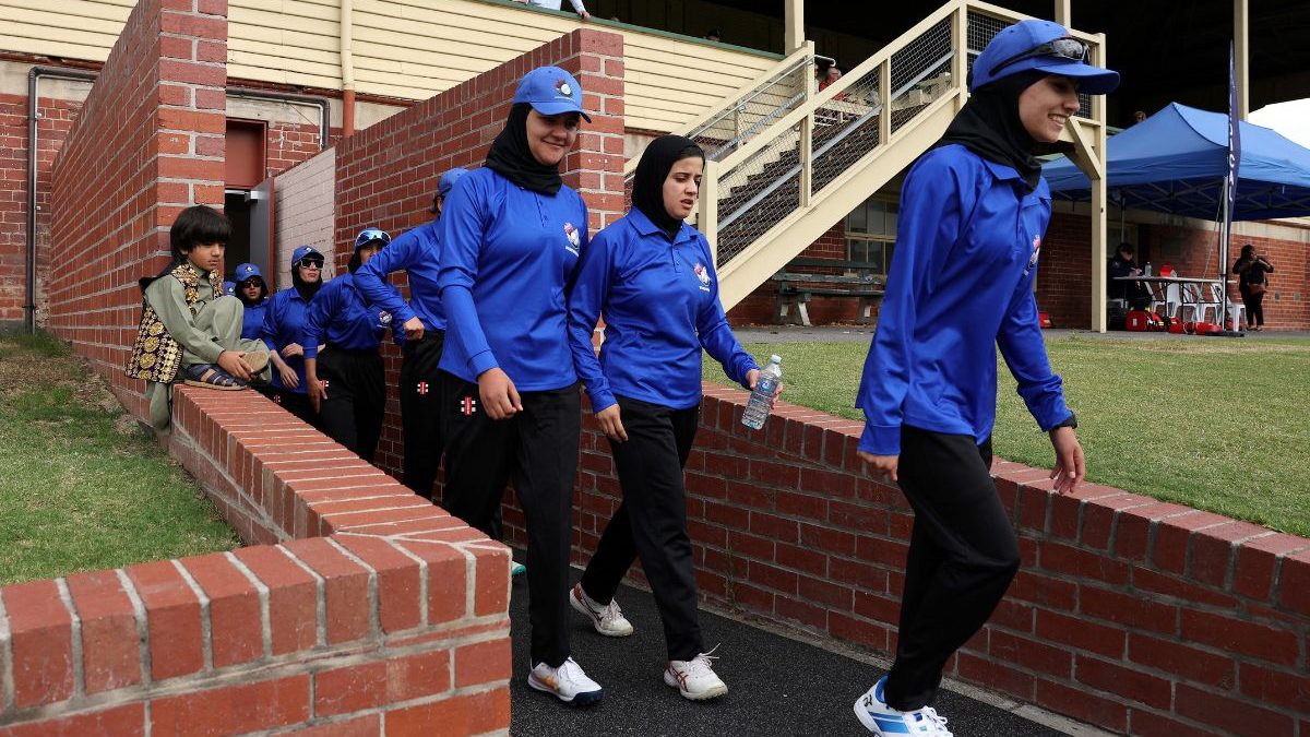 The exiled Afghanistan women's team during a match in Australia. Image: AFP The exiled Afghanistan women's team during a match in Australia. Image: AFP