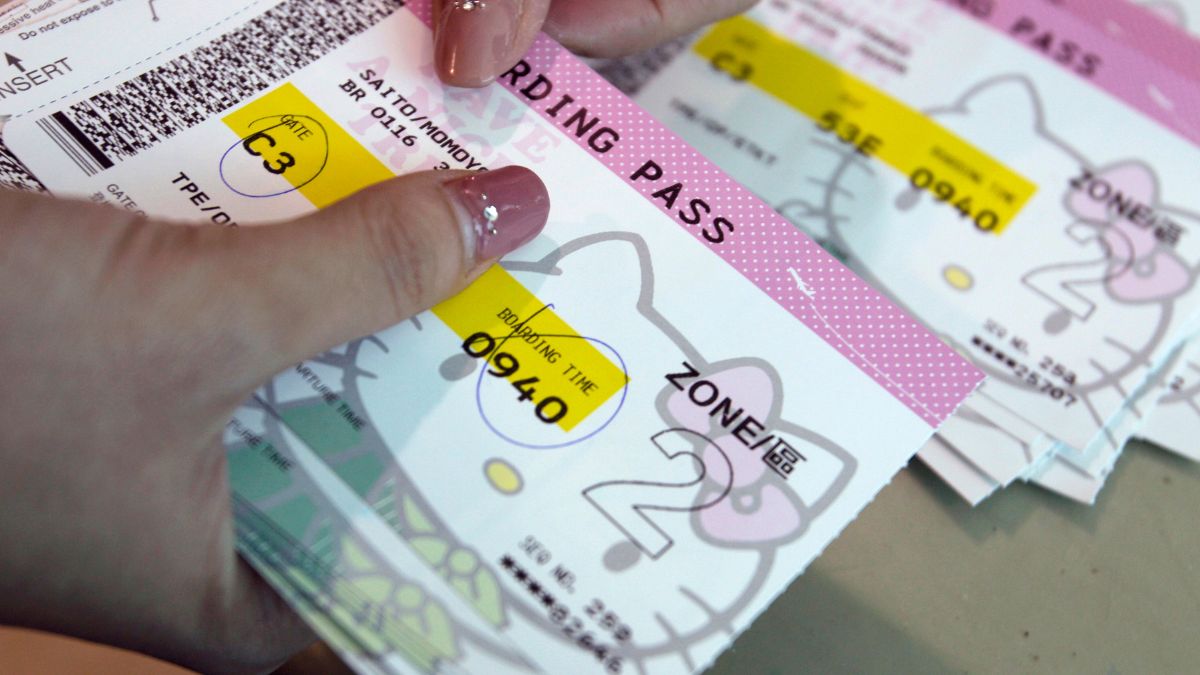An Eva Airlines ground crew counts Hello Kitty-themed boarding passes in Taoyuan International Airport, northern Taiwan, April 30, 2012. Representational Image/Reuters An Eva Airlines ground crew counts Hello Kitty-themed boarding passes in Taoyuan International Airport, northern Taiwan, April 30, 2012. Representational Image/Reuters