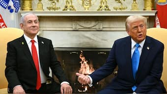 US President Donald Trump (R) meets with Israel's Prime Minister Benjamin Netanyahu in the Oval Office of the White House in Washington, DC. AFP