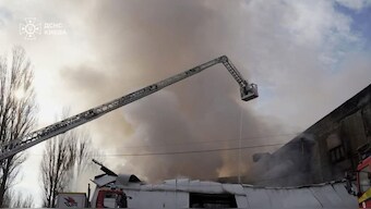 Photo posted by British Ambassador to Ukraine Martin Harris on X. The image shows smoke billowing from the warehouse, which allegedly belonged to the Indian firm.
