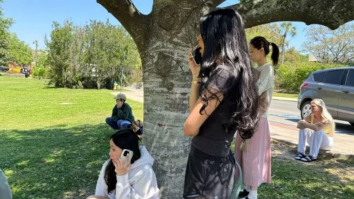 Florida State University students wait for news amid an active shooter incident at the school’s campus in Tallahassee. Source: AP Florida State University students wait for news amid an active shooter incident at the school’s campus in Tallahassee. Source: AP