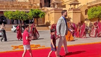 Watch: JD Vance, family tour Jaipur's Amer fort, gets royal welcome with elephants and folk dance. Image: PTI