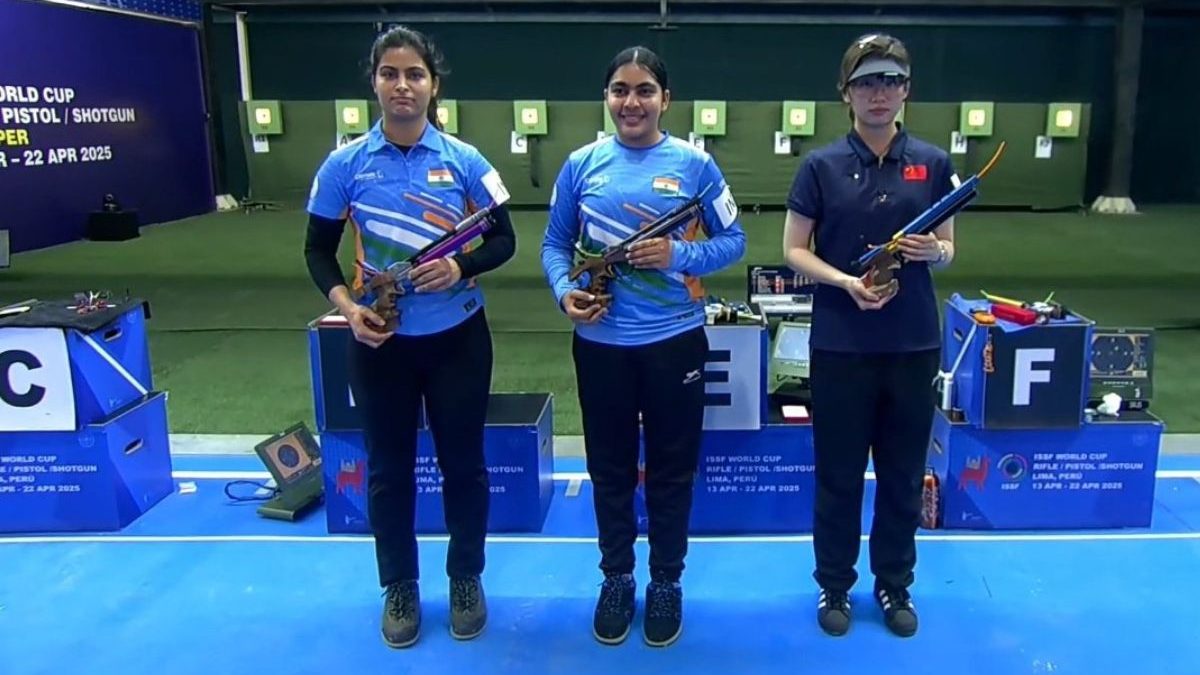 Suruchi Singh defeated Manu Bhaker to win the gold medal at ISSF World Cup in Lima. Image: X Suruchi Singh defeated Manu Bhaker to win the gold medal at ISSF World Cup in Lima. Image: X