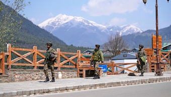 Security personnel patrol a street the morning after militants indiscriminately opened fire on tourists near Pahalgam in Kashmir, Wednesday, April 23, 2025. AP 