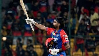 KL Rahul helped DC beat RCB by 6 wickets with an unbeaten 93 off 53 balls. Image: AFP