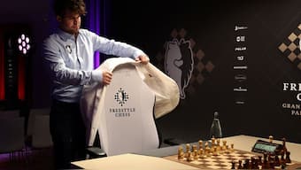 Magnus Carlsen competes during the Freestyle Chess Grand Slam Tour in Paris. Image: Reuters