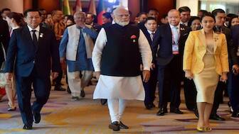 Myanmar's junta leader Min Aung Hlaing, Prime Minister Narendra Modi and Thailand's Prime Minister Paetongtarn Shinawatra arrive ahead of the 6th BIMSTEC Summit, in Bangkok, Thailand, April 4, 2025. Thailand Government House/Handout via REUTERS 