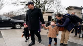 Elon Musk with two of his children ahead of a meeting with Indian Prime Minister Narendra Modi at Blair House, in Washington. Musk has a total of 14 children -- one of them died as a baby. File image/Reuters