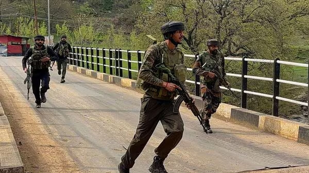 Security personnel rush to the spot after terrorists attacked a group of tourists at Pahalgam, in Anantnag district, Jammu & Kashmir. PTI Security personnel rush to the spot after terrorists attacked a group of tourists at Pahalgam, in Anantnag district, Jammu & Kashmir. PTI