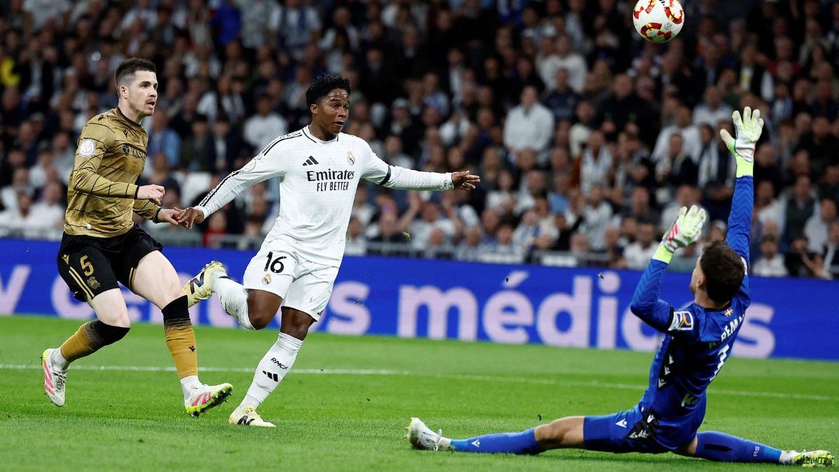 Real Madrid's Endrick scores their first goal in the match. Image: Reuters Real Madrid's Endrick scores their first goal in the match. Image: Reuters