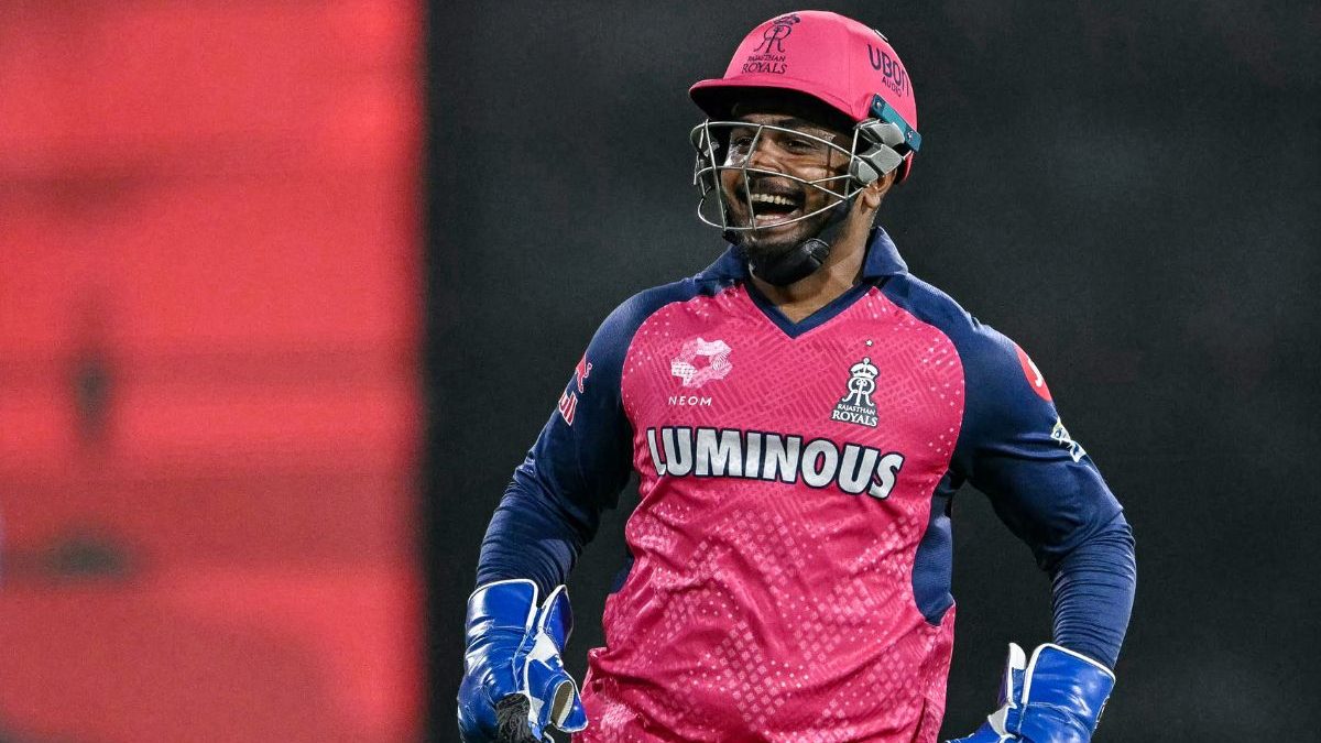 Sanju Samson celebrates during the game against Delhi Capitals. Image: AFP Sanju Samson celebrates during the game against Delhi Capitals. Image: AFP