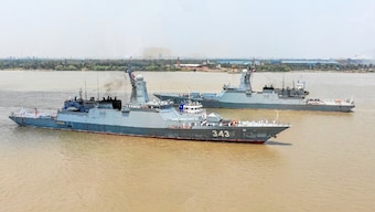The ships – Rezkiy, Hero of the Russian Federation Aldar Tsydenzhapov and Pechenga – arrived at Chittagong Port. Image courtesy: X