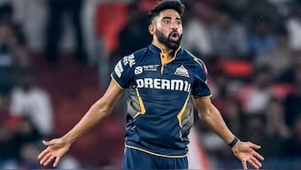 Mohammed Siraj celebrates after taking a wicket in IPL 2025. Image: AFP