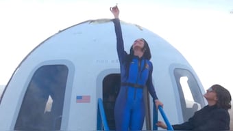 Pop star Katy Perry comes out of the capsule in which she, journalists Gayle King, Lauren Sanchez, who is also billionaire Jeff Bezos' fiance and other participants, landed back on earth after blasting off into space on a Blue Origin rocket, as part of the New Shepard Mission NS-31, marking the first all-female flight crew in more than six decades, in West Texas, Texas, US. Reuters