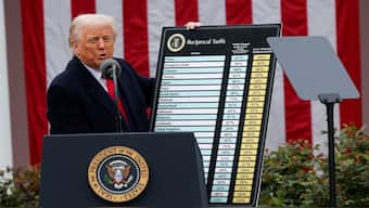 US President Donald Trump delivers remarks on tariffs in the Rose Garden at the White House in Washington. Reuters