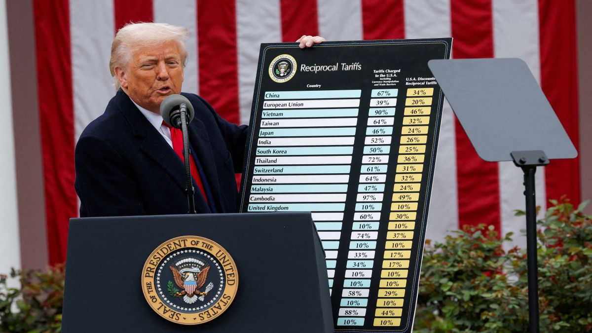 US President Donald Trump delivers remarks on tariffs in the Rose Garden at the White House in Washington. Reuters US President Donald Trump delivers remarks on tariffs in the Rose Garden at the White House in Washington. Reuters