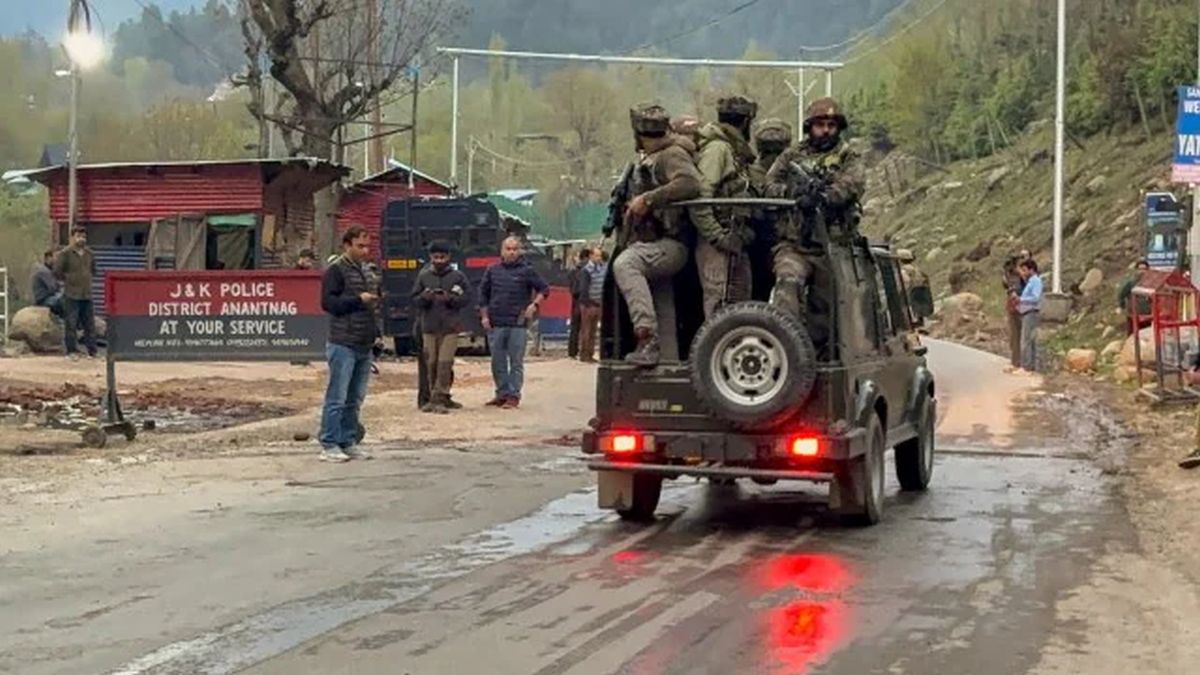 Security personnel rush to the spot after terrorists attacked a group of tourists at Pahalgam, in Anantnag district, Jammu & Kashmir. PTI Security personnel rush to the spot after terrorists attacked a group of tourists at Pahalgam, in Anantnag district, Jammu & Kashmir. PTI