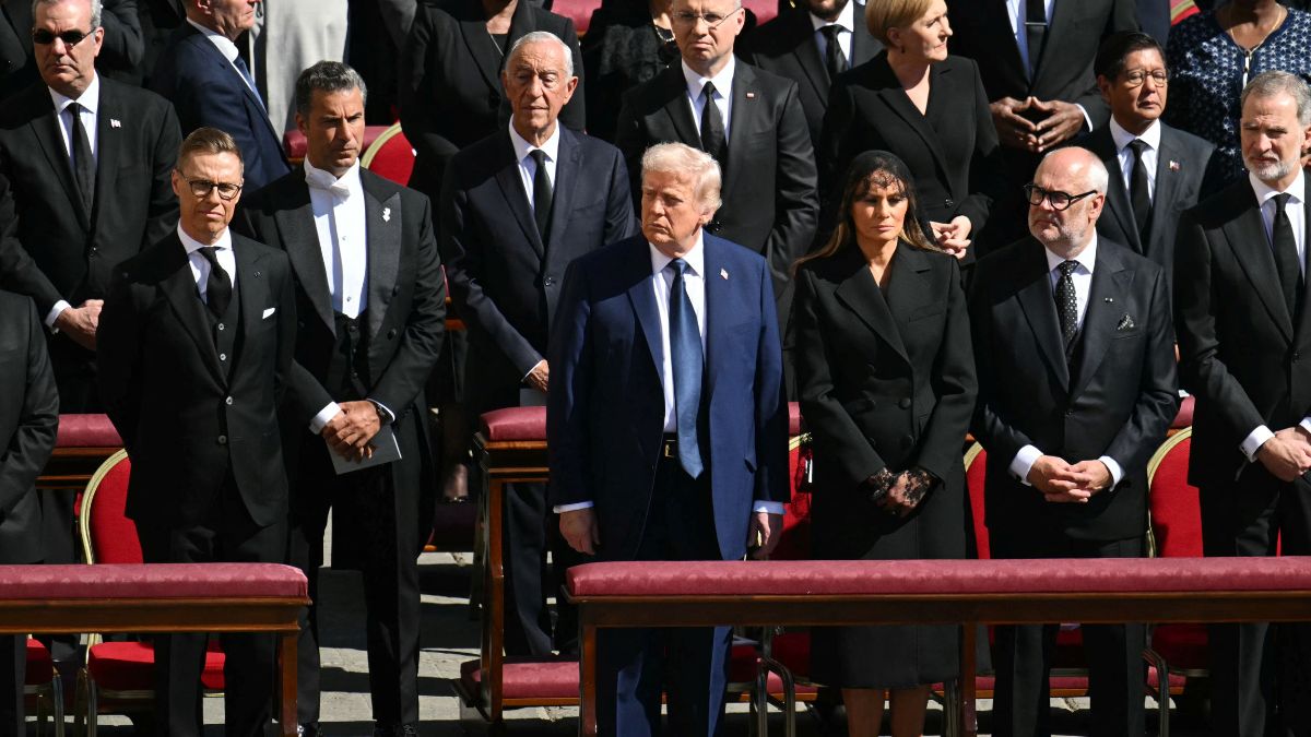 As the funeral was broadcast around the world, many viewers expressed outrage over Donald Trump's decision to skip the traditional mourning attire and arrive in a bold blue suit. AFP As the funeral was broadcast around the world, many viewers expressed outrage over Donald Trump's decision to skip the traditional mourning attire and arrive in a bold blue suit. AFP