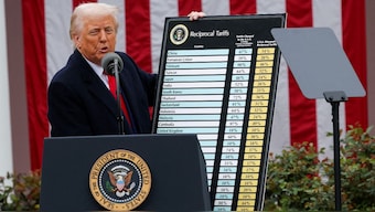 US President Donald Trump announcing his tariffs on 'Liberation Day' on April 2. Reuters