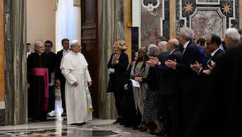 Pope Leo XIV meets with members of the Centesimus Annus Foundation, at the Vatican. Reuters