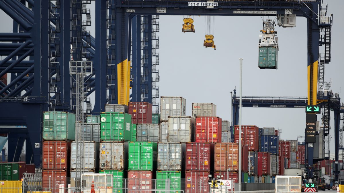 Containers are stacked at the Port of Felixstowe, Britain. Reuters Containers are stacked at the Port of Felixstowe, Britain. Reuters