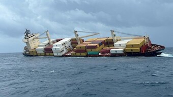 A Liberian-flagged container vessel MSC ELSA 3 sinks off Kerala Coast, India. File image/ Reuters