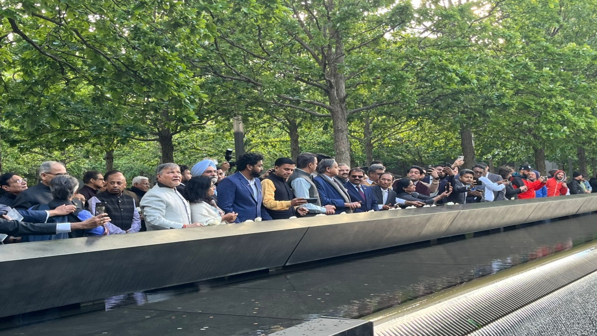 Members of All-Party delegation led by Congress MP Shashi Tharoor pay tribute at the 9/11 memorial. ANI Members of All-Party delegation led by Congress MP Shashi Tharoor pay tribute at the 9/11 memorial. ANI