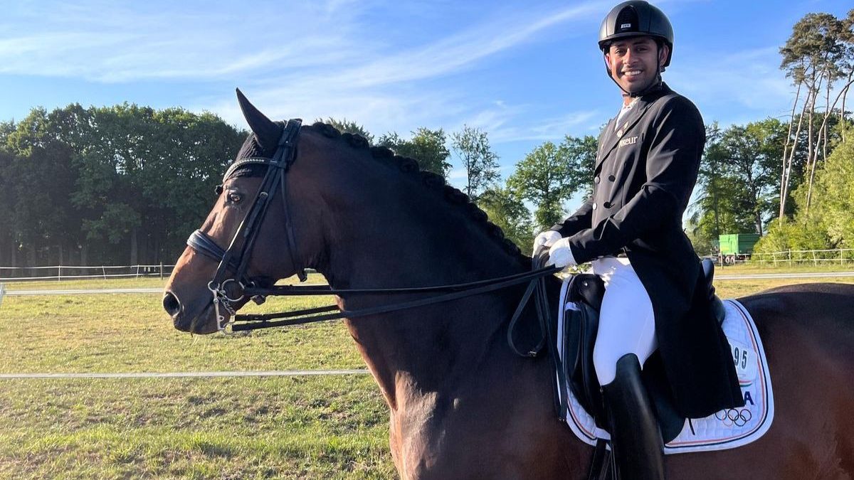 Anush Agarwalla at Holtkamper Grand Prix with his new horse. Image: Special arrangement Anush Agarwalla at Holtkamper Grand Prix with his new horse. Image: Special arrangement