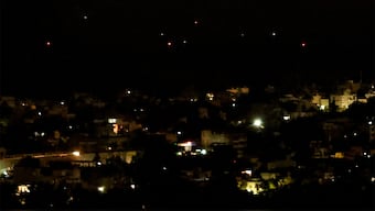 India's air defence system intercepts objects in the sky, after India-Pakistan ceasefire announcement, in the city of Jammu, on May 10, 2025. Reuters