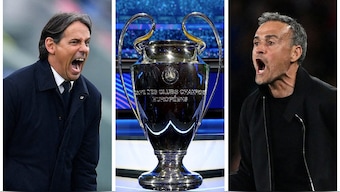 A collage of Inter Milan coach Simone Inzaghi, the Champions League trophy and Paris St Germain coach Luis Enrique ahead of the Champions League final. Images: Reuters