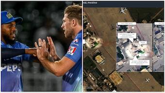 Foreign players participating in the Pakistan Super League boarded a charter flight from the Nur Khan airbase in Chaklala, Rawalpindi hours before it was struck by missiles. Image credit: AFP/Damien Symon