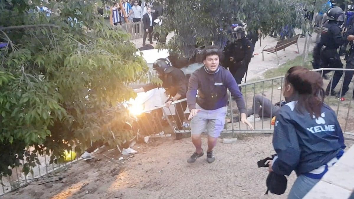 13 injured as car ploughs into crowd outside Barcelona football match