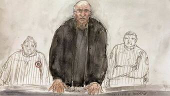 Courtroom sketch published on March 13, 2020 of former surgeon Joel Le Scouarnec during his trial in Saintes for the rape and sexual assault of four children.  File image/AFP