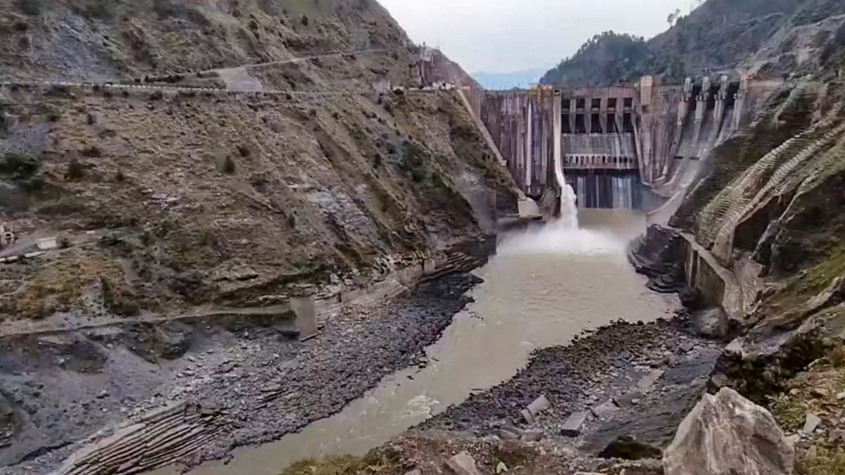 The Baglihar Dam in Jammu and Kashmir's Ramban after India cut the flow of water through the dam on the Chenab river following suspension of the Indus Waters Treaty. PTI The Baglihar Dam in Jammu and Kashmir's Ramban after India cut the flow of water through the dam on the Chenab river following suspension of the Indus Waters Treaty. PTI