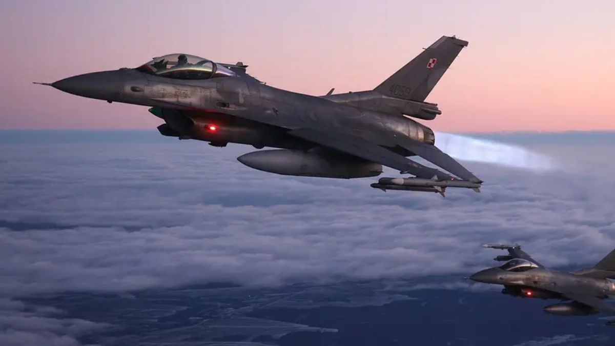 The photograph shows an F-16 fighter plane from Poland during an air policing mission along with a Nato allied aircraft on March 24, 2022. (Representative Image, Credit: Reuters)  The photograph shows an F-16 fighter plane from Poland during an air policing mission along with a Nato allied aircraft on March 24, 2022. (Representative Image, Credit: Reuters)