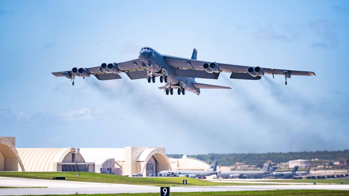 A B-52 Stratofortress assigned to the 2nd Bomb Wing at Barksdale Air Force Base, Louisiana, takes off at Andersen Air Force Base, Guam, on April 14, 2023. (Representative Photo, Credit: US Air Force) A B-52 Stratofortress assigned to the 2nd Bomb Wing at Barksdale Air Force Base, Louisiana, takes off at Andersen Air Force Base, Guam, on April 14, 2023. (Representative Photo, Credit: US Air Force)