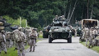 Military armored vehicles take part in the Baltops 2024 exercise in the Baltic Sea region, Sunday June 16, 2024. (Representative Photo, Credit: AP)
