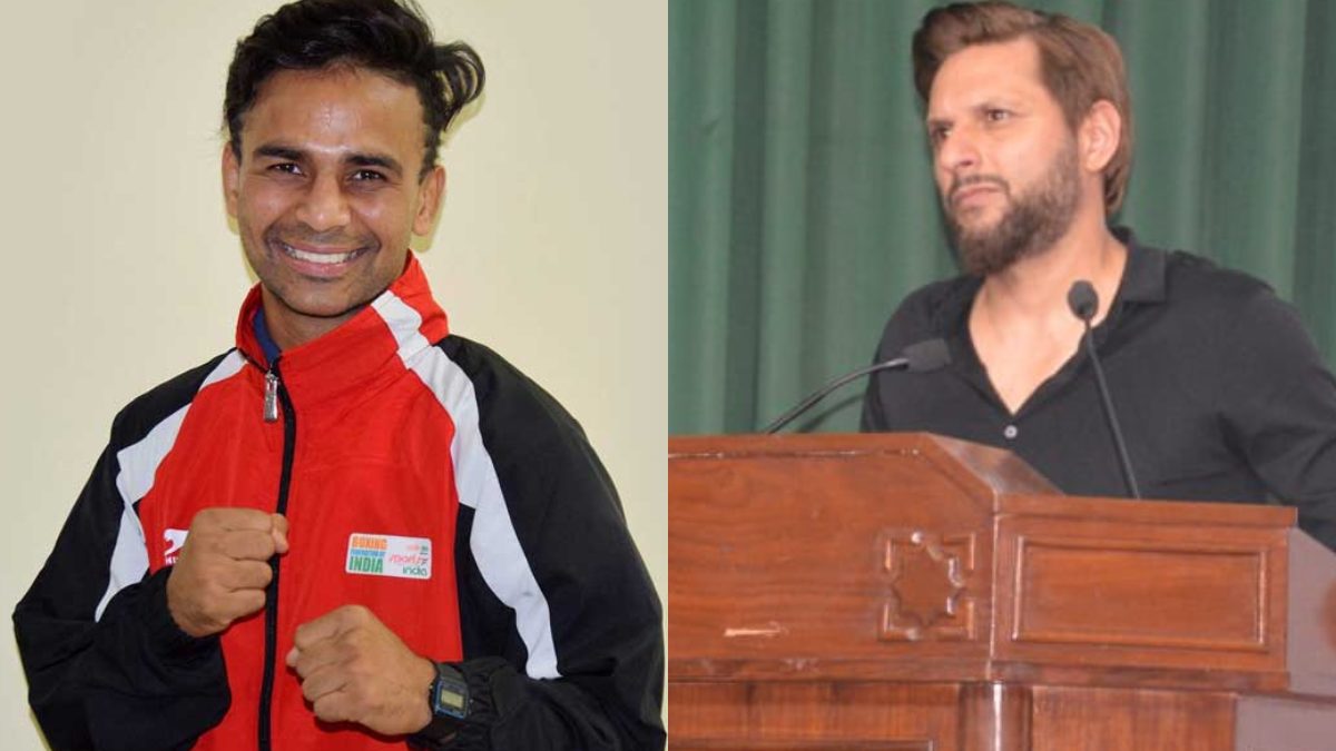 Indian boxer Gaurav Bidhuri criticises Shahid Afridi and Pakistan after Pahalgam terror attack. Images: PTI/Shahid Afridi on X
Indian boxer Gaurav Bidhuri criticises Shahid Afridi and Pakistan after Pahalgam terror attack. Images: PTI/Shahid Afridi on X