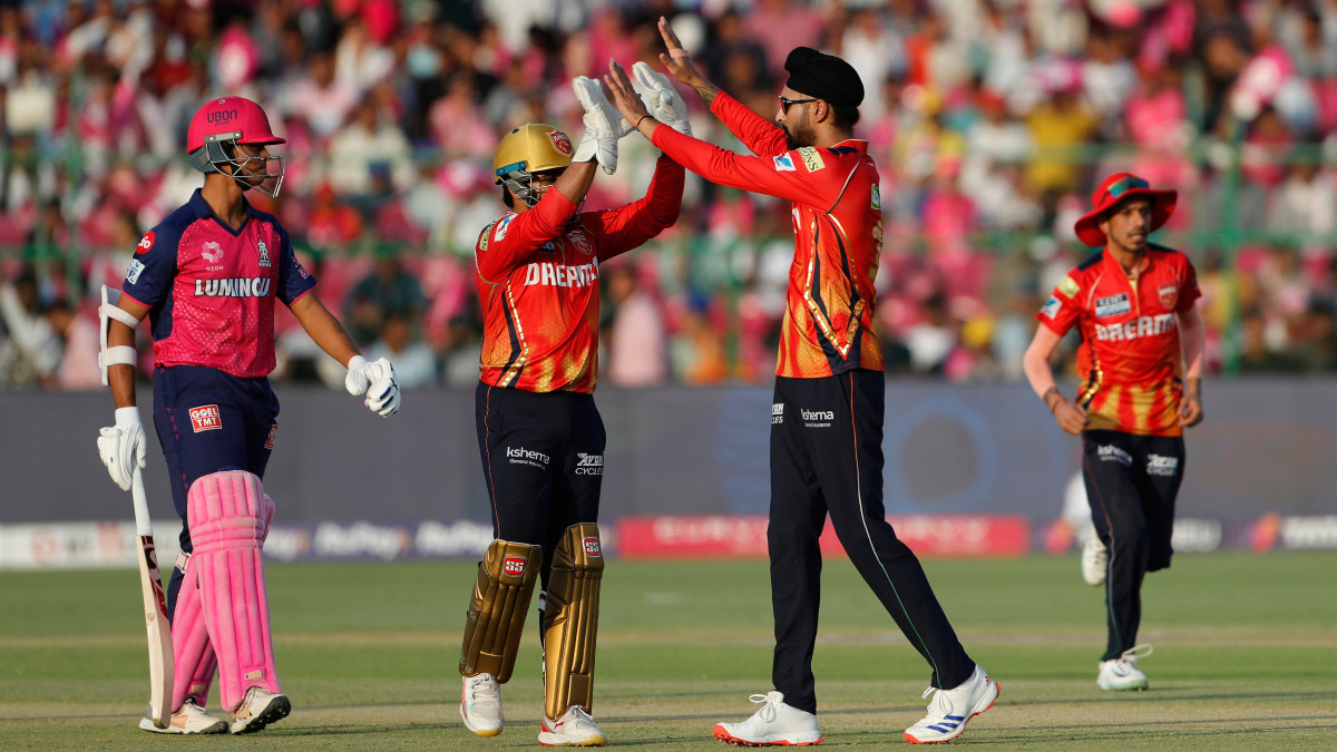 Punjab Kings' Harpreet Brar (right) was adjudged the Player of the Match for his haul of 3/22, which included the key wickets of Rajasthan Royals openers Yashasvi Jaiswal (left) and Vaibhav Suryavanshi. AP Punjab Kings' Harpreet Brar (right) was adjudged the Player of the Match for his haul of 3/22, which included the key wickets of Rajasthan Royals openers Yashasvi Jaiswal (left) and Vaibhav Suryavanshi. AP