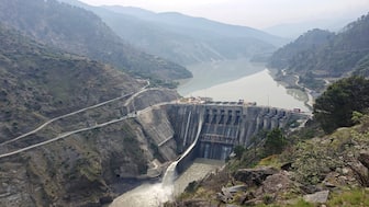 A view of Baglihar Dam, also known as Baglihar Hydroelectric Power Project, on the Chenab river which flows from Kashmir into Pakistan, at Chanderkote in Jammu region on Tuesday. Reuters 