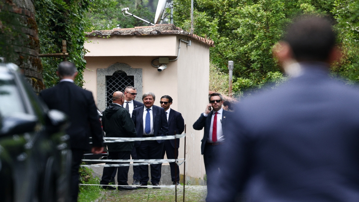 Delegation members stand with security as they arrive at the Omani embassy, where the fifth round of US-Iran talks takes place, in Rome, Italy, on Friday. Reuters Delegation members stand with security as they arrive at the Omani embassy, where the fifth round of US-Iran talks takes place, in Rome, Italy, on Friday. Reuters