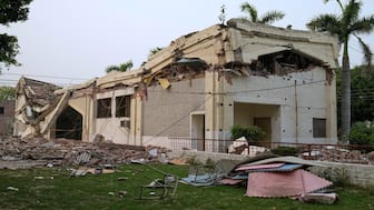 The rubble of a building damaged by Indian missile attack, is seen in Muridke, a town in Pakistan's Punjab province, on Wednesday. AP