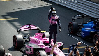 DAMS Lucas Oil's Kush Maini celebrates after winning the Formula 2 Sprint Race at Circuit de Monaco. Image credit: X/@fia