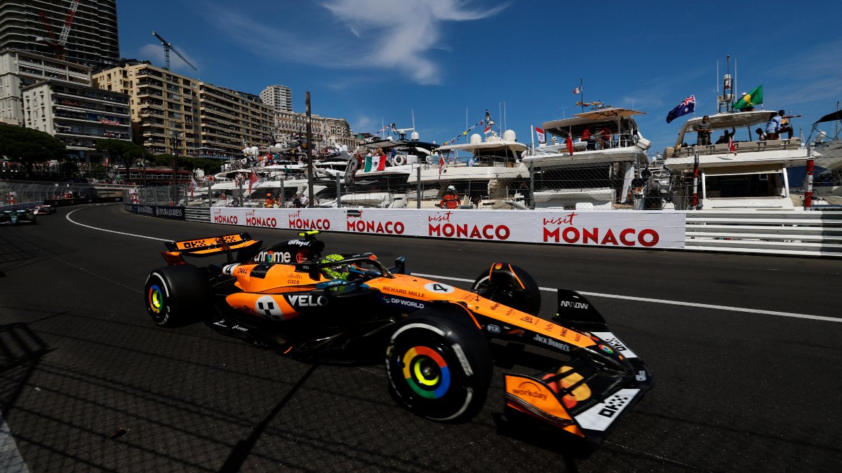 McLaren's Lando Norris steers his car at Circuit de Monaco, where he would go on to win the Monaco Grand Prix on Sunday, 25 May. Reuters McLaren's Lando Norris steers his car at Circuit de Monaco, where he would go on to win the Monaco Grand Prix on Sunday, 25 May. Reuters