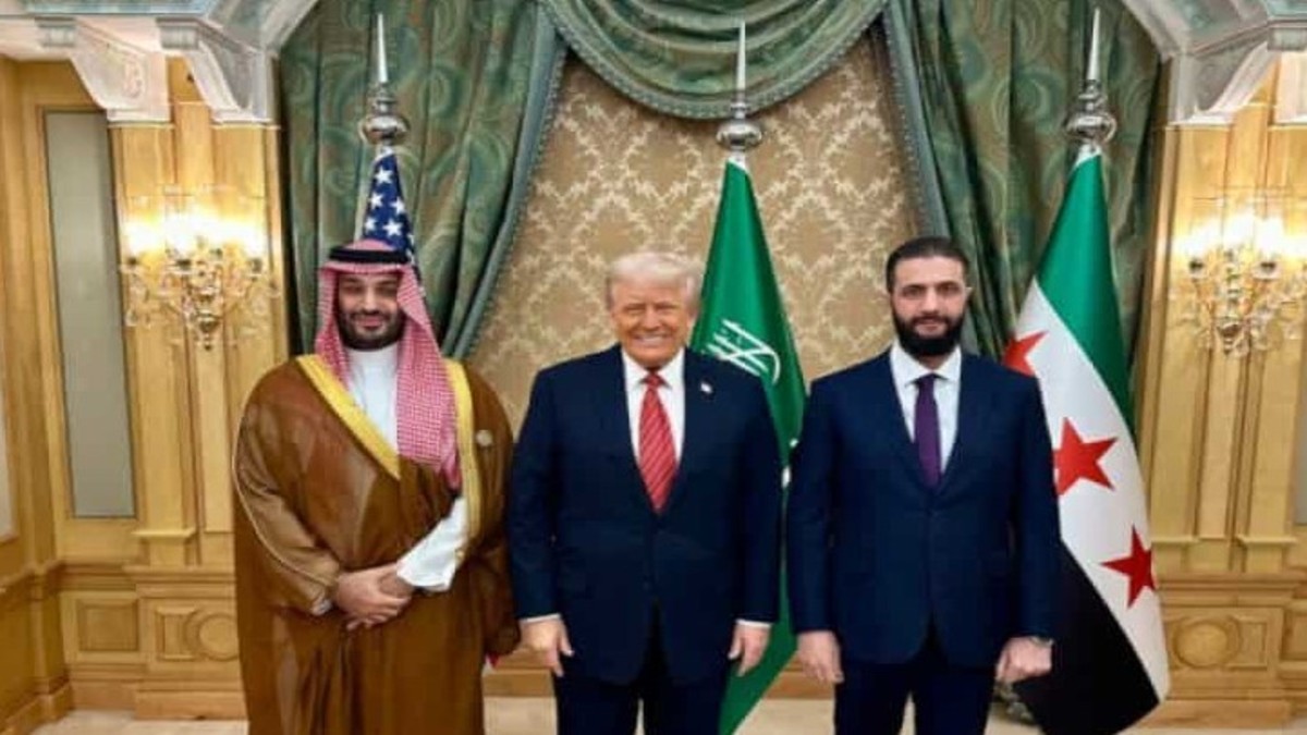 Saudi Crown Prince Mohammad bin Salman, President Donald Trump, and Syrian interim president Ahmad al Sharaa meet in Riyadh on May 14, 2025. Image: White House Press Secretary Karoline Leavit/X Saudi Crown Prince Mohammad bin Salman, President Donald Trump, and Syrian interim president Ahmad al Sharaa meet in Riyadh on May 14, 2025. Image: White House Press Secretary Karoline Leavit/X