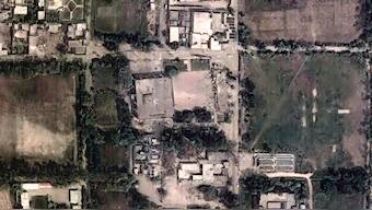 A satellite image shows Markaz Taiba following airstrikes in Muridke, Pakistan, May 7, 2025. Maxar Technologies via Reuters