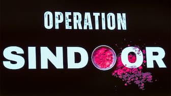 (File) Operation Sindoor displayed on the screen during a press briefing by the Indian armed forces, in New Delhi on May 11, 2025. PTI